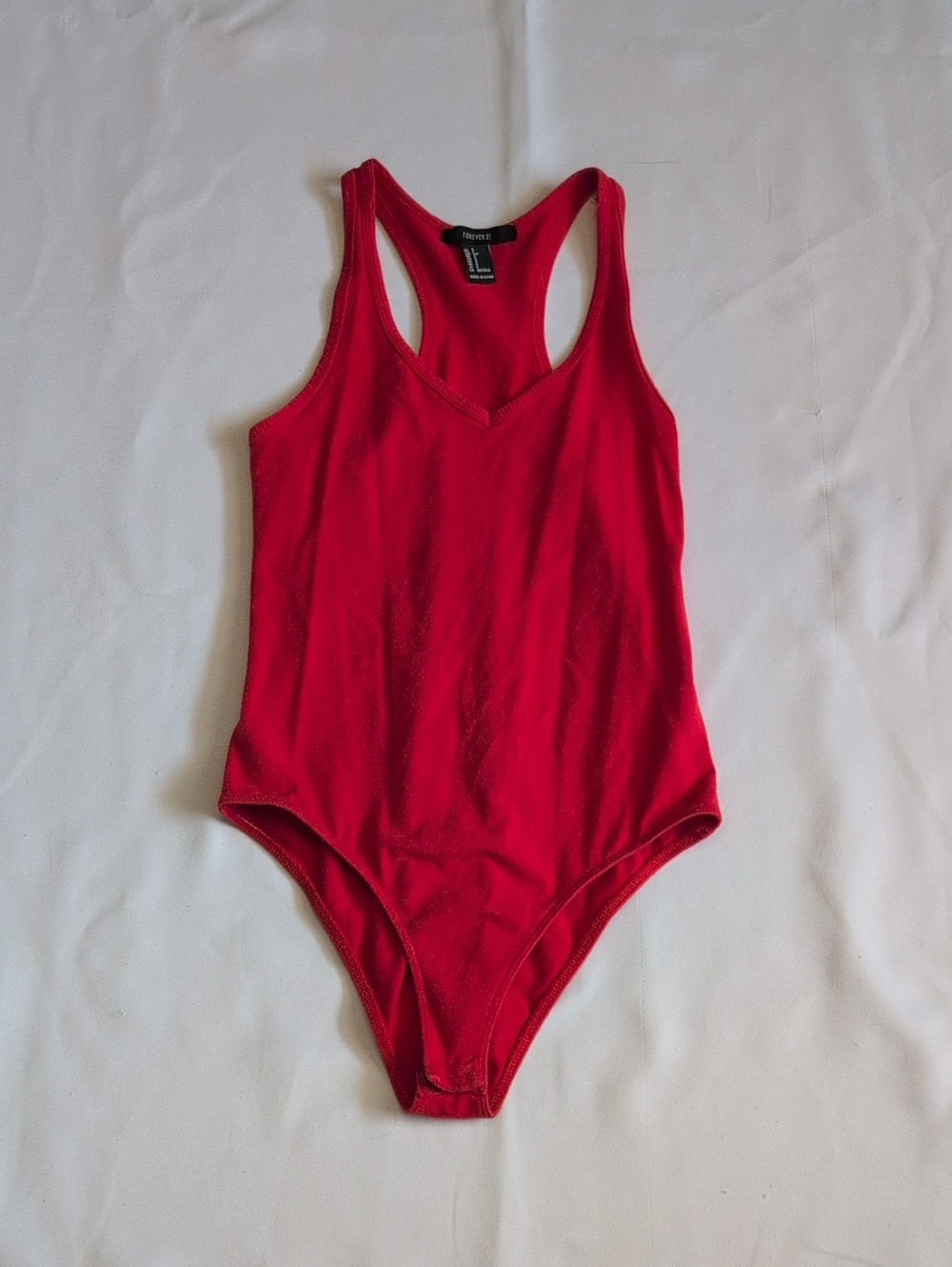 Forever 21 Red Racerback V-Neck Bodysuit